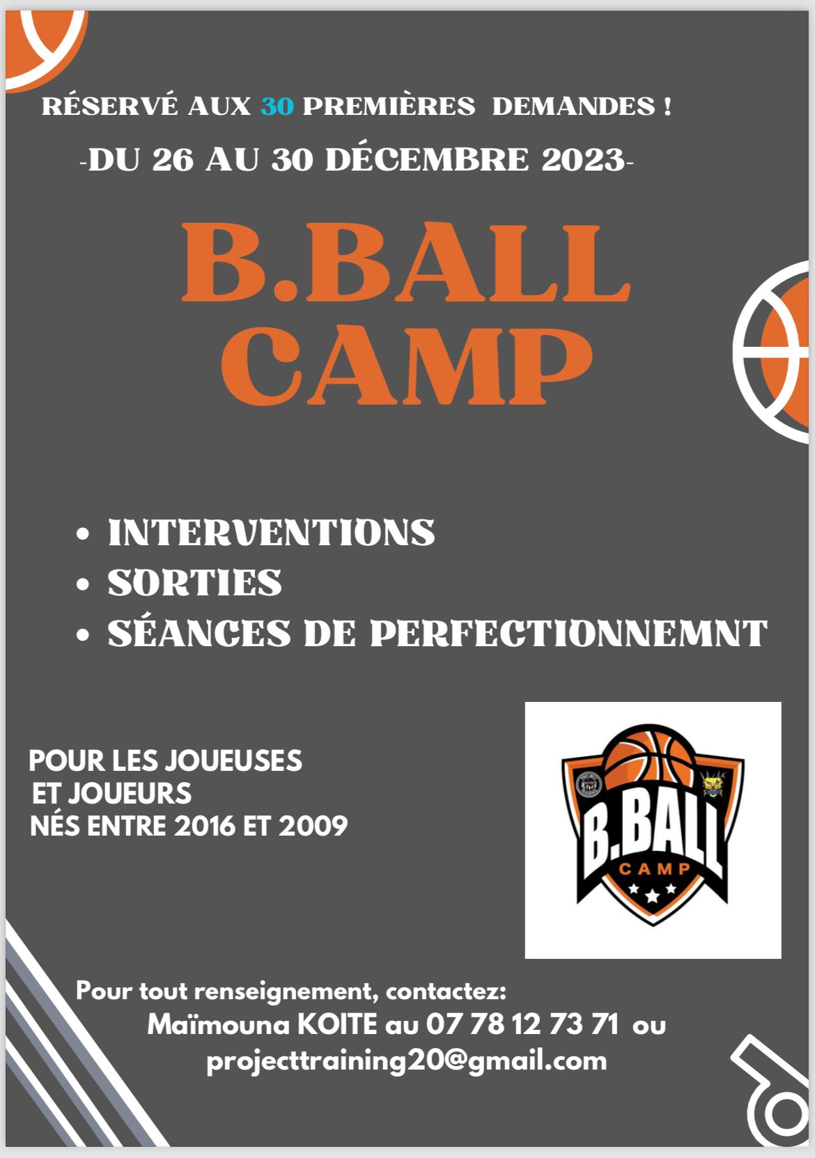 Inscription Stage Décembre 2023